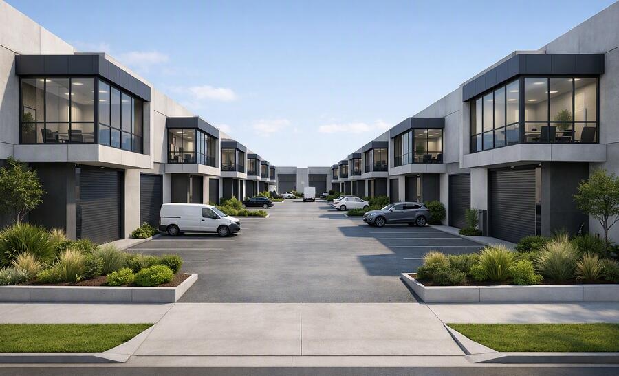 CGI render of the approved 18-unit industrial warehouse complex at Guildford West